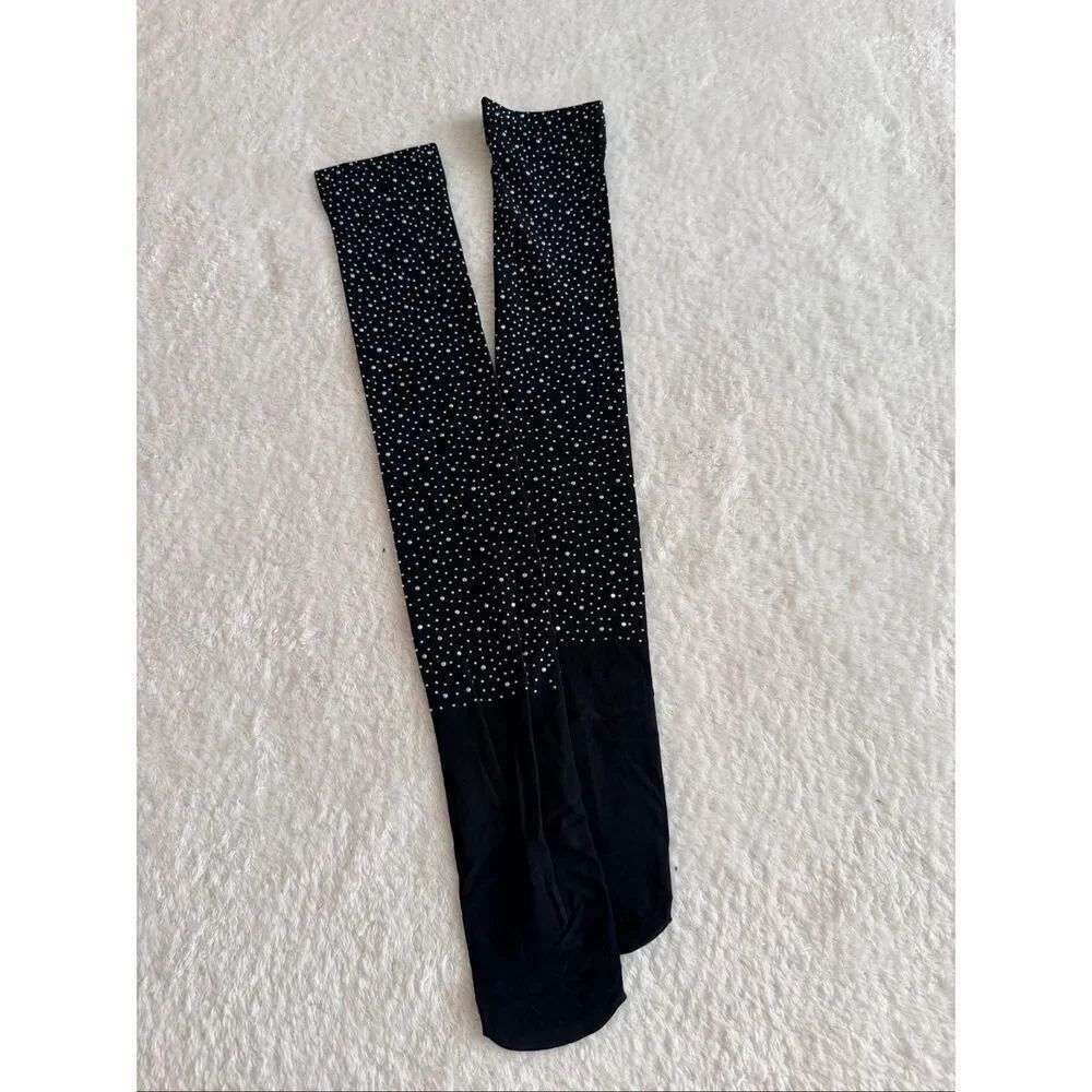 NWOT Black Rhinestone Knee-High Socks - Picture 3 of 3